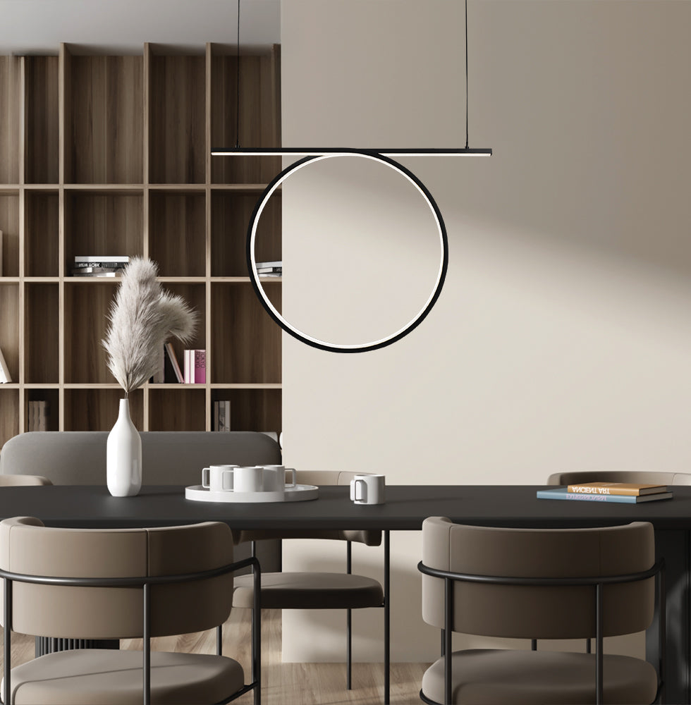 Lustra moderna neagra led cu cerc Kelsi