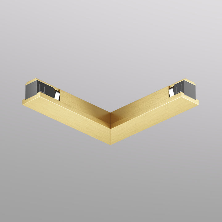 Conector electric 90° tavan-tavan pentru șină SHINE BASE, 48V, alamă satinat – Denkirs