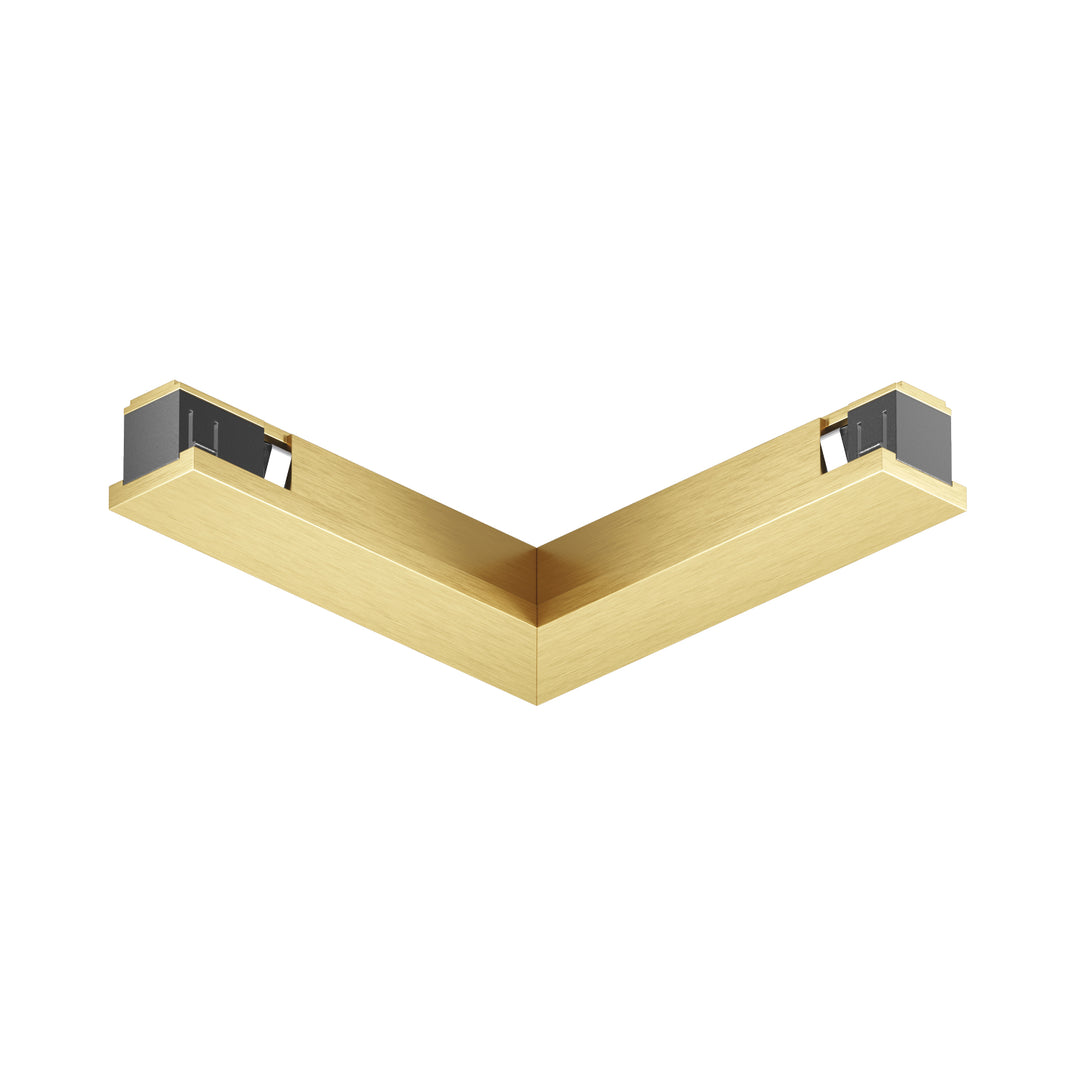 Conector electric 90° tavan-tavan pentru șină SHINE BASE, 48V, alamă satinat – Denkirs
