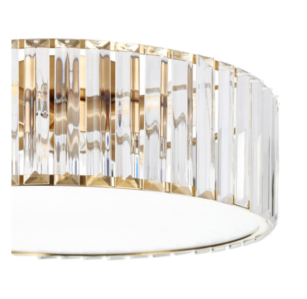 Plafoniera rotunda cristal auriu periat 40cm Magia