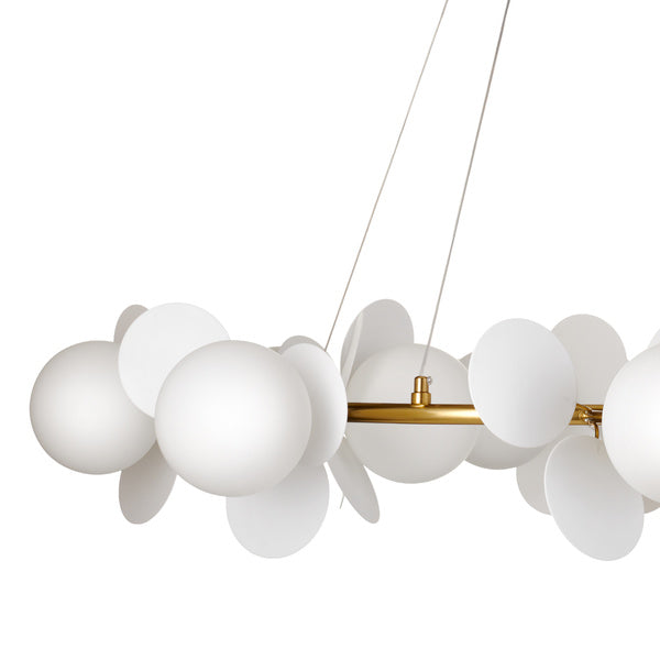 Lustra de design eleganta aurie cu petale albe Chic