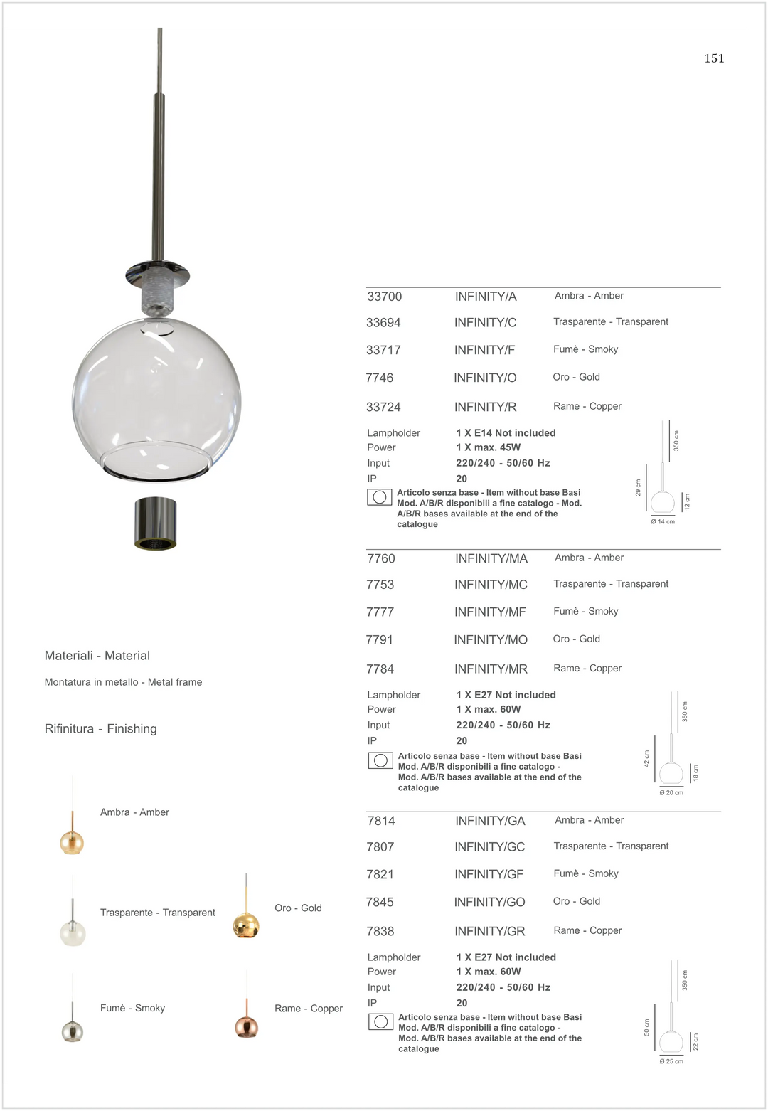 Pendul cu abajur in forma de sfera Infinity by Sikrea