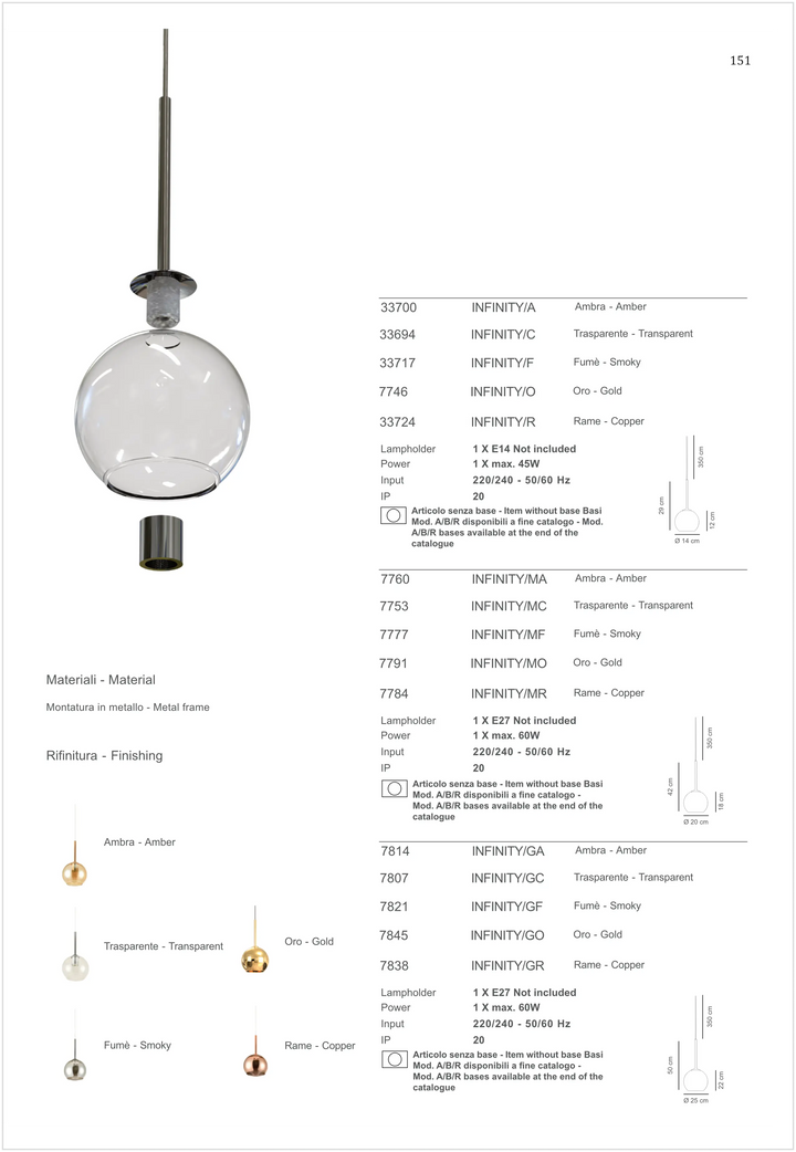 Pendul cu abajur in forma de sfera Infinity by Sikrea