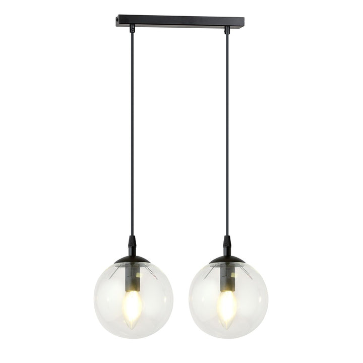 Lustra suspendata cu 2 pendule COSMO 2 neagra cu abajur transparent