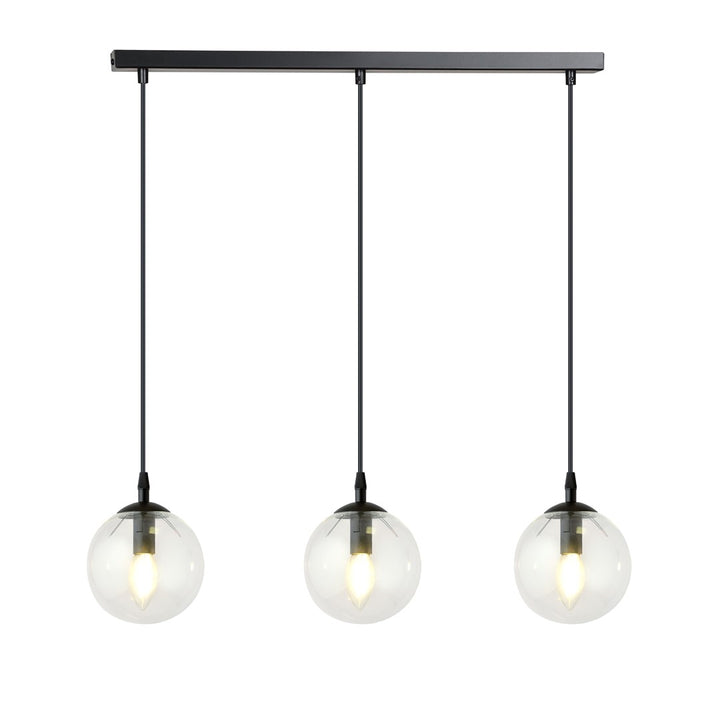 Lustra suspendata cu 3 pendule COSMO 3 neagra cu abajur transparent