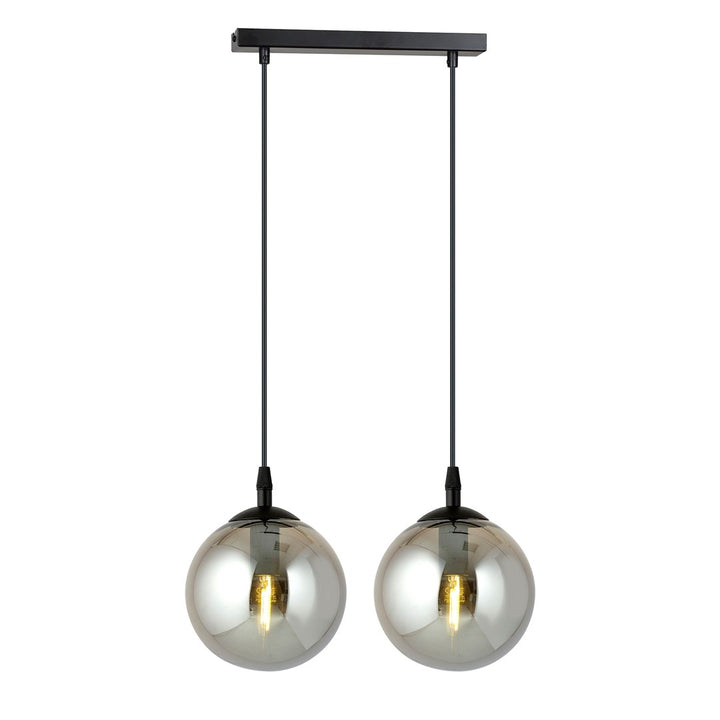 Lustra suspendata cu 2 pendule COSMO 2 neagra cu abajur grafit