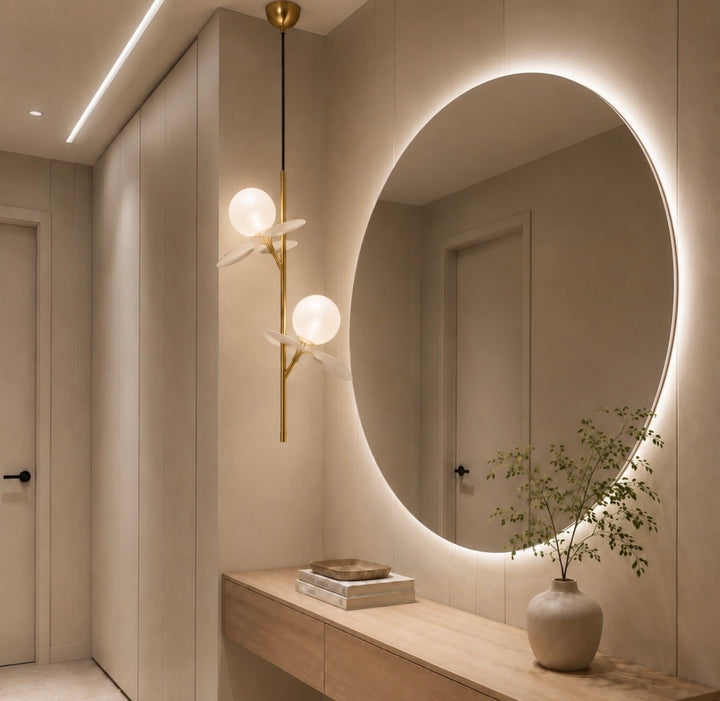 Pendul auriu  creativ petale albe Chic 2