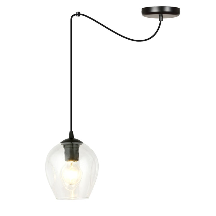 Pendul LEVEL 1 negru cu abajur transparent