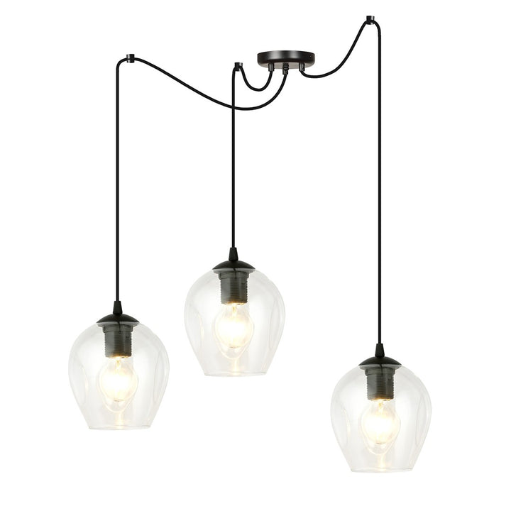 Lustra suspendata LEVEL 3 neagra cu abajur transparent