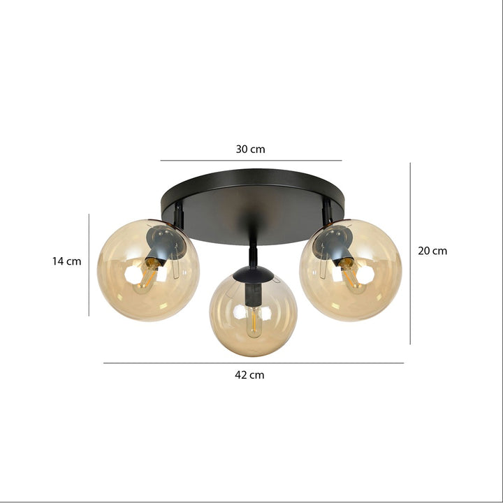 Plafoniera cu abajururi glob de sticla Tofi by Emibig