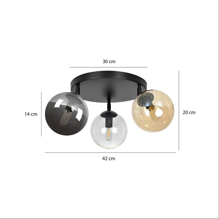 Plafoniera cu abajururi glob de sticla Tofi by Emibig