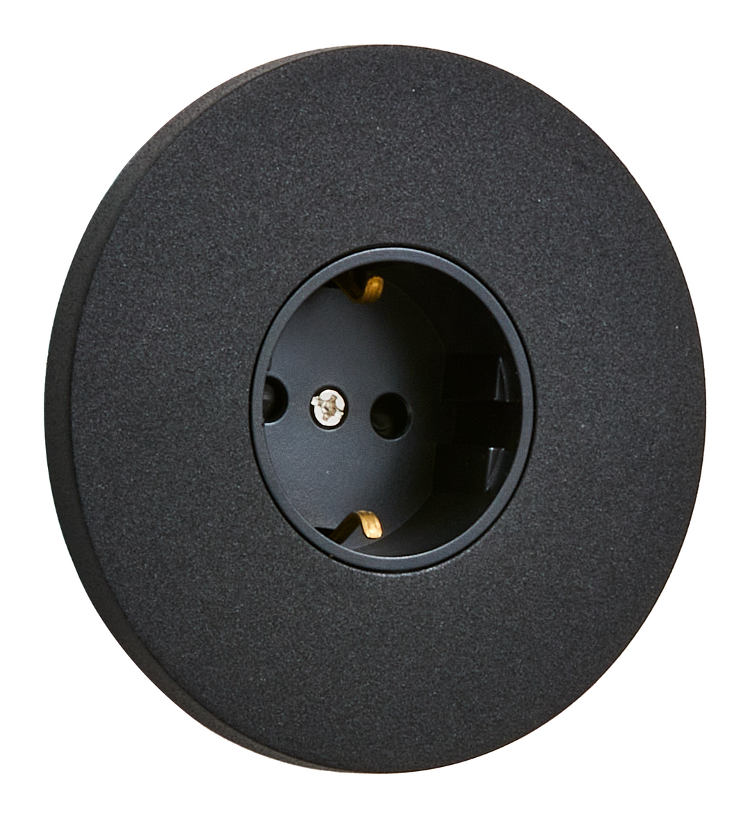 Priza rotunda Schuko negru mat