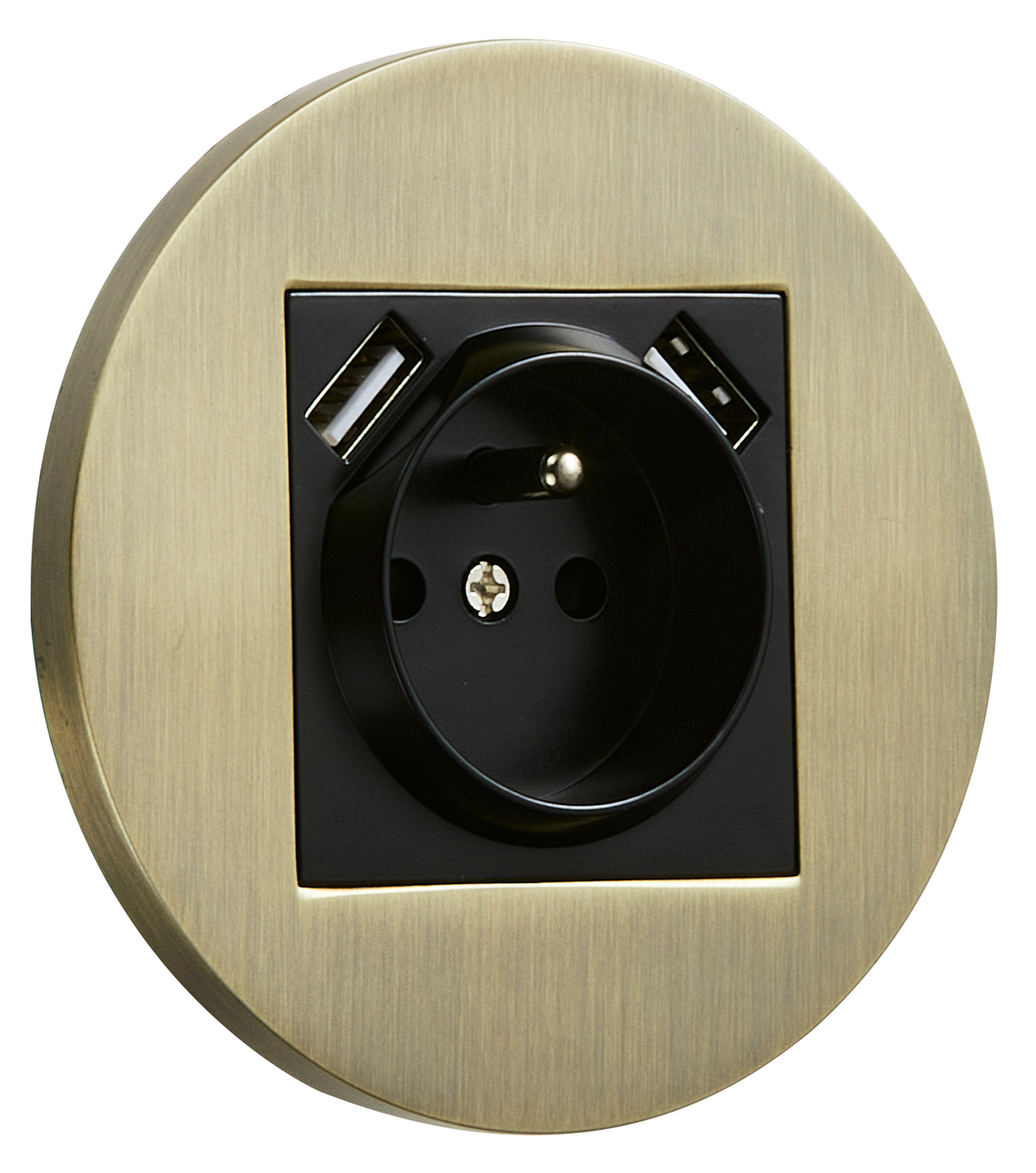 Priza rotunda French + 2 x USB alama periata