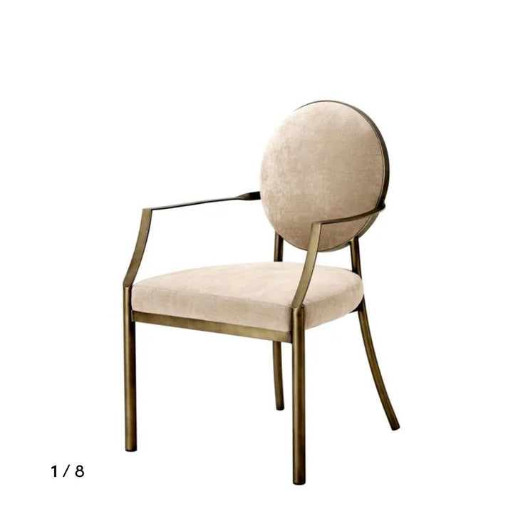 Scaun dining elegant catifea bej si alama Arm Eichholtz