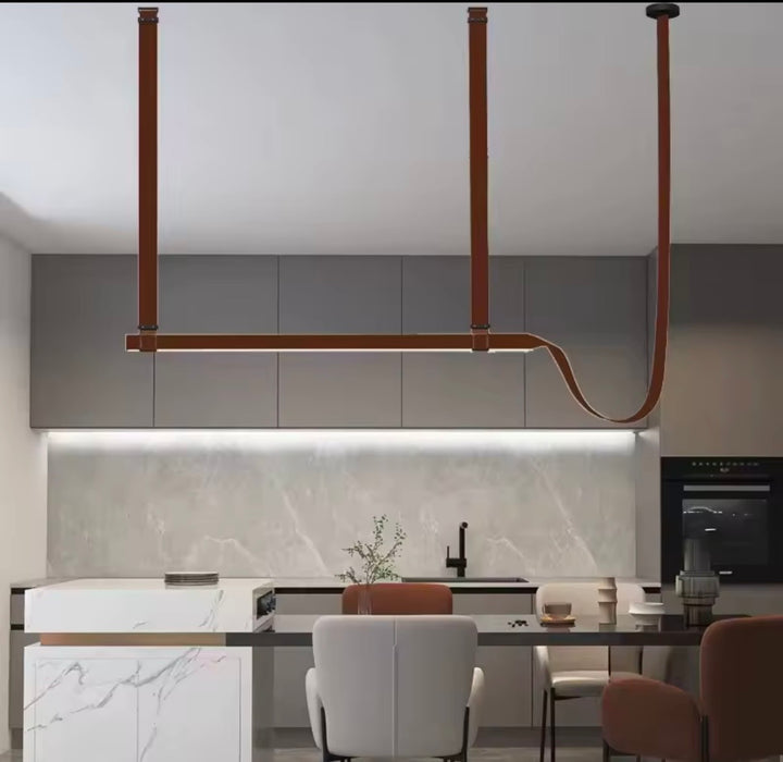 Suspensie design liniar din piele Minimal Led Belt