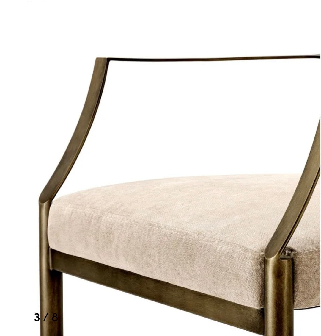 Scaun dining elegant catifea bej si alama Arm Eichholtz