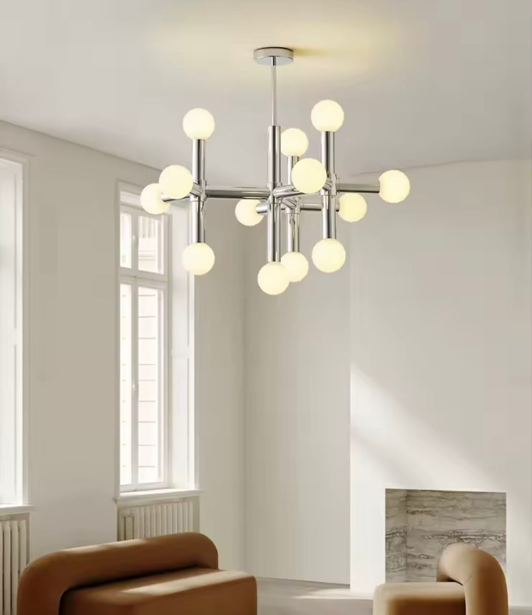 Candelabru metal design Bauhaus Chrom