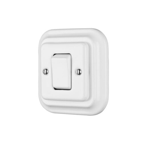 Intrerupator ceramic incastrat cap-cruce alb
