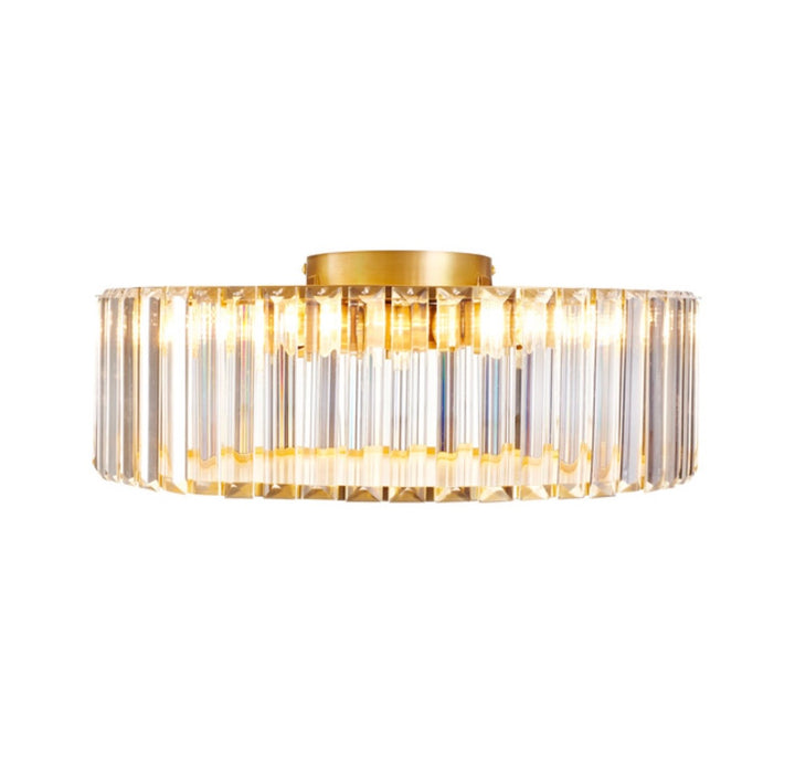 Plafoniera rotunda cristal auriu periat 40cm Magia