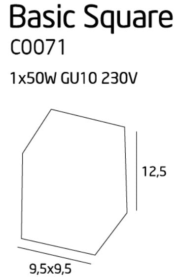 Spot aplicat Basic Square negru Maxlight C0071