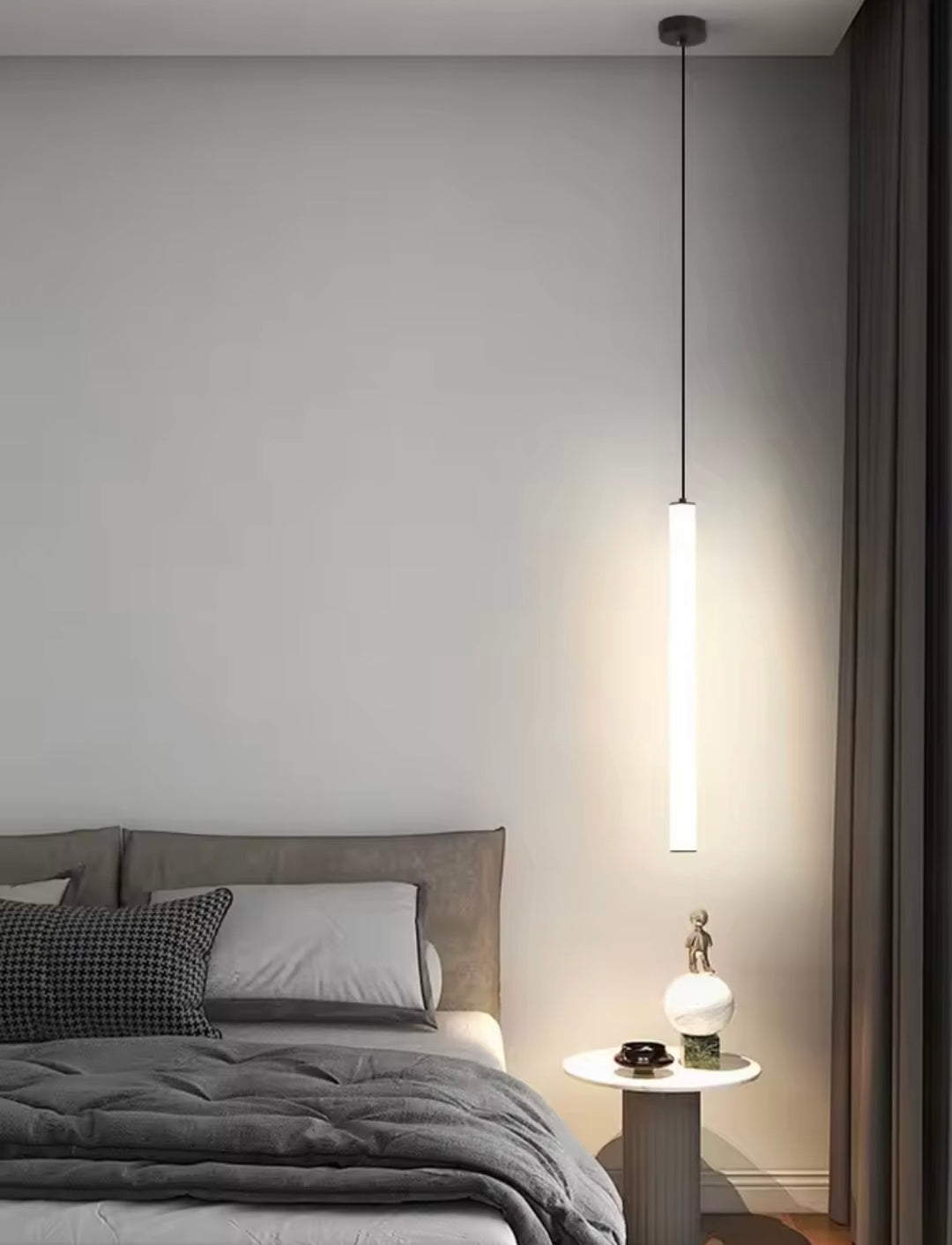 Pendul lung modern alb led opac