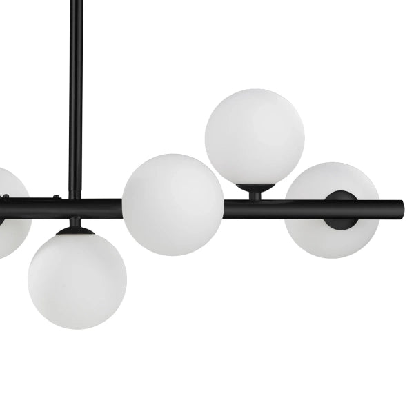Lustra liniara cu globuri alb mat  Mini Moon 100cm Step