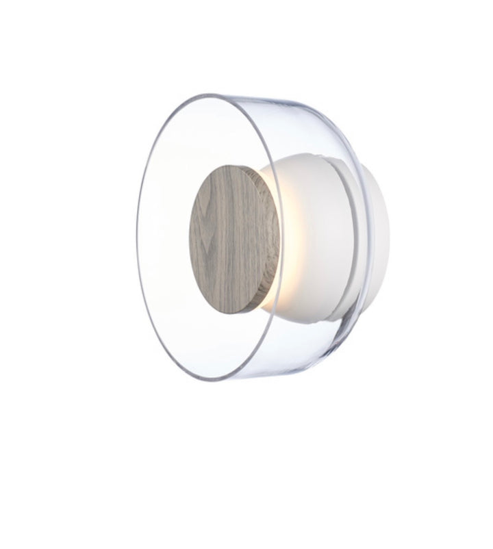 Aplica de perete rotunda sticla transparenta Walnut Led Step