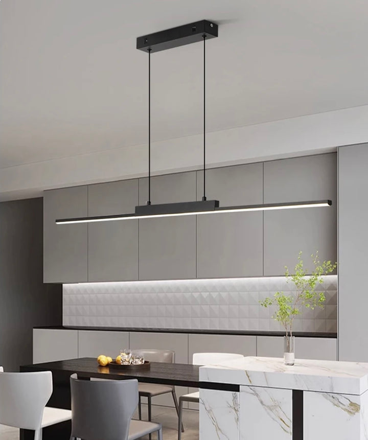 Lustra neagra liniara moderna Lis Led