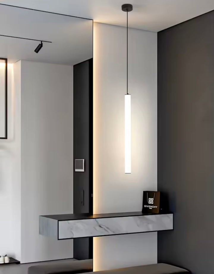 Pendul lung modern alb led opac