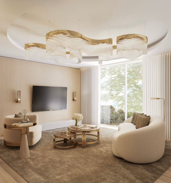 Lustra-Suspensie placata cu aur luxury Flow Castro