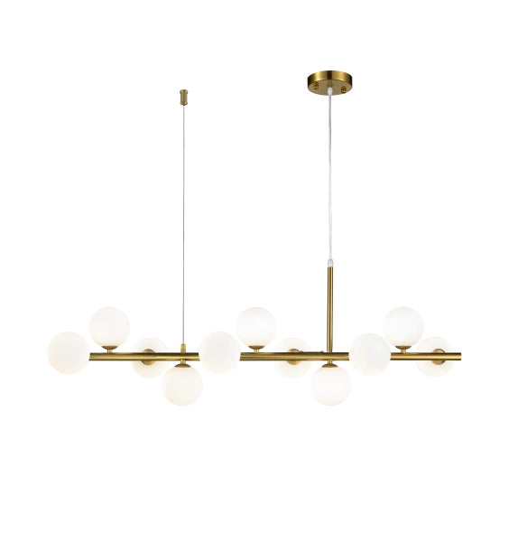 Lustra liniara cu globuri alb mat  Mini Moon 100cm Step