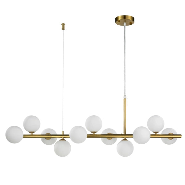 Lustra liniara cu globuri alb mat  Mini Moon 100cm Step