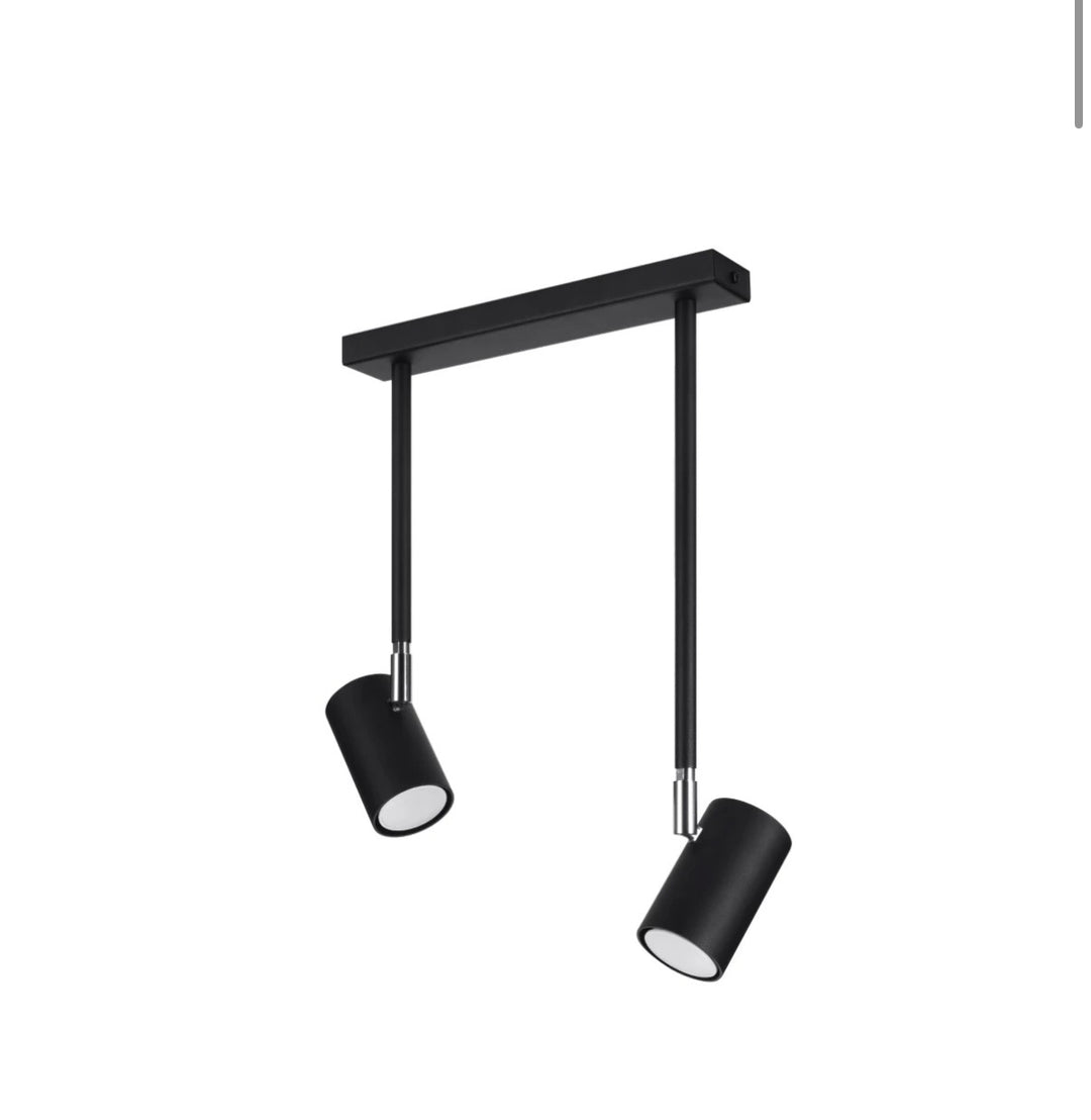 Plafoniera neagra cu 2 pendule pe tija Norano