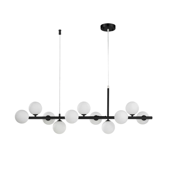 Lustra liniara cu globuri alb mat  Mini Moon 100cm Step