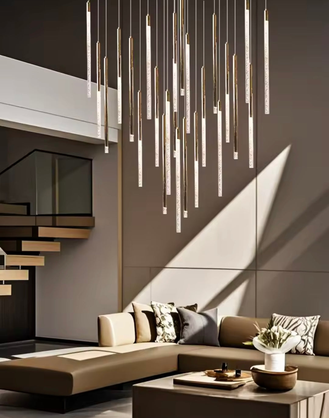 Candelabru luxury cu pendule multiple Crystal Rain