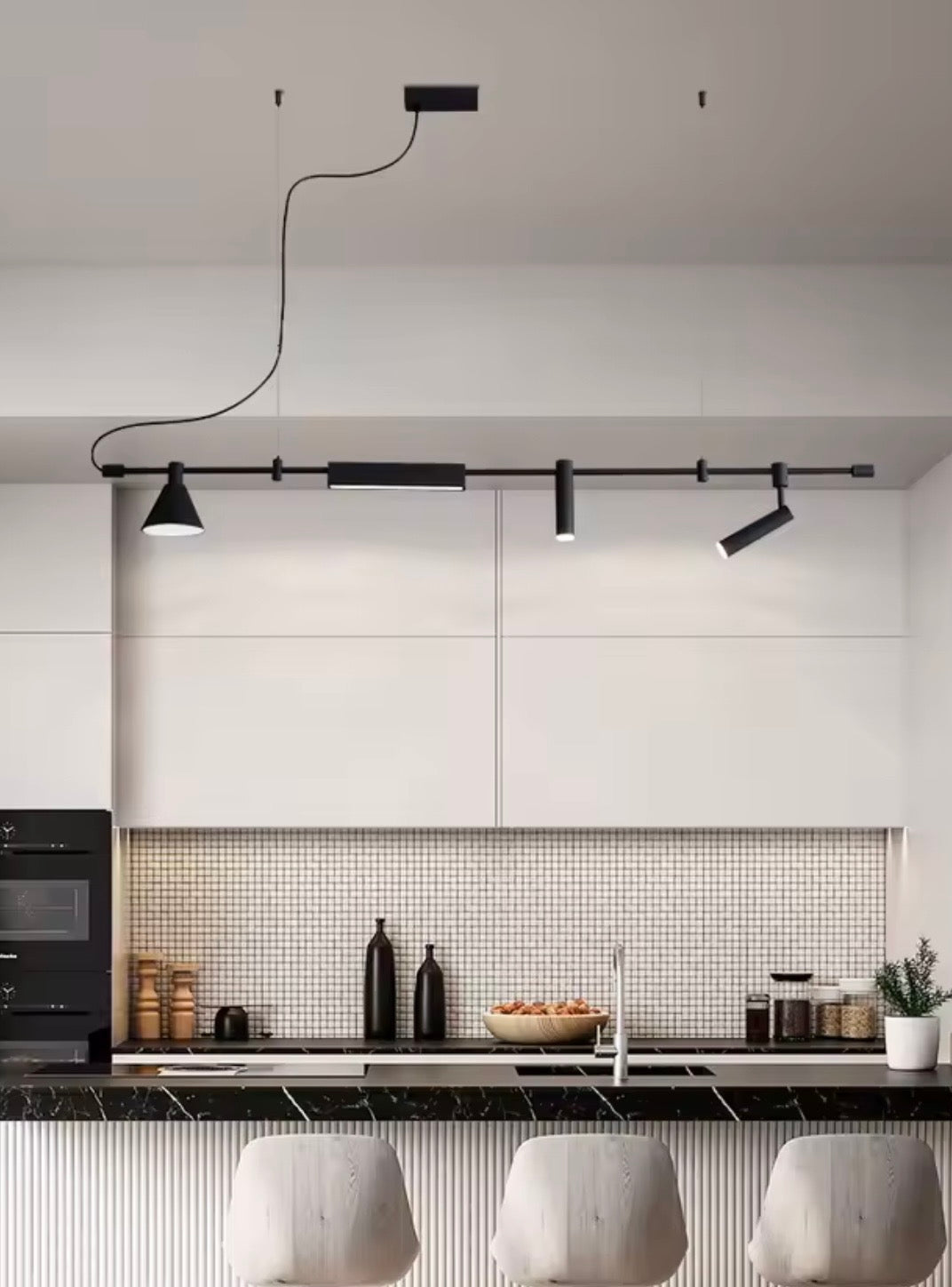 Lustra liniara neagra minimalista Spot Accesories Glim