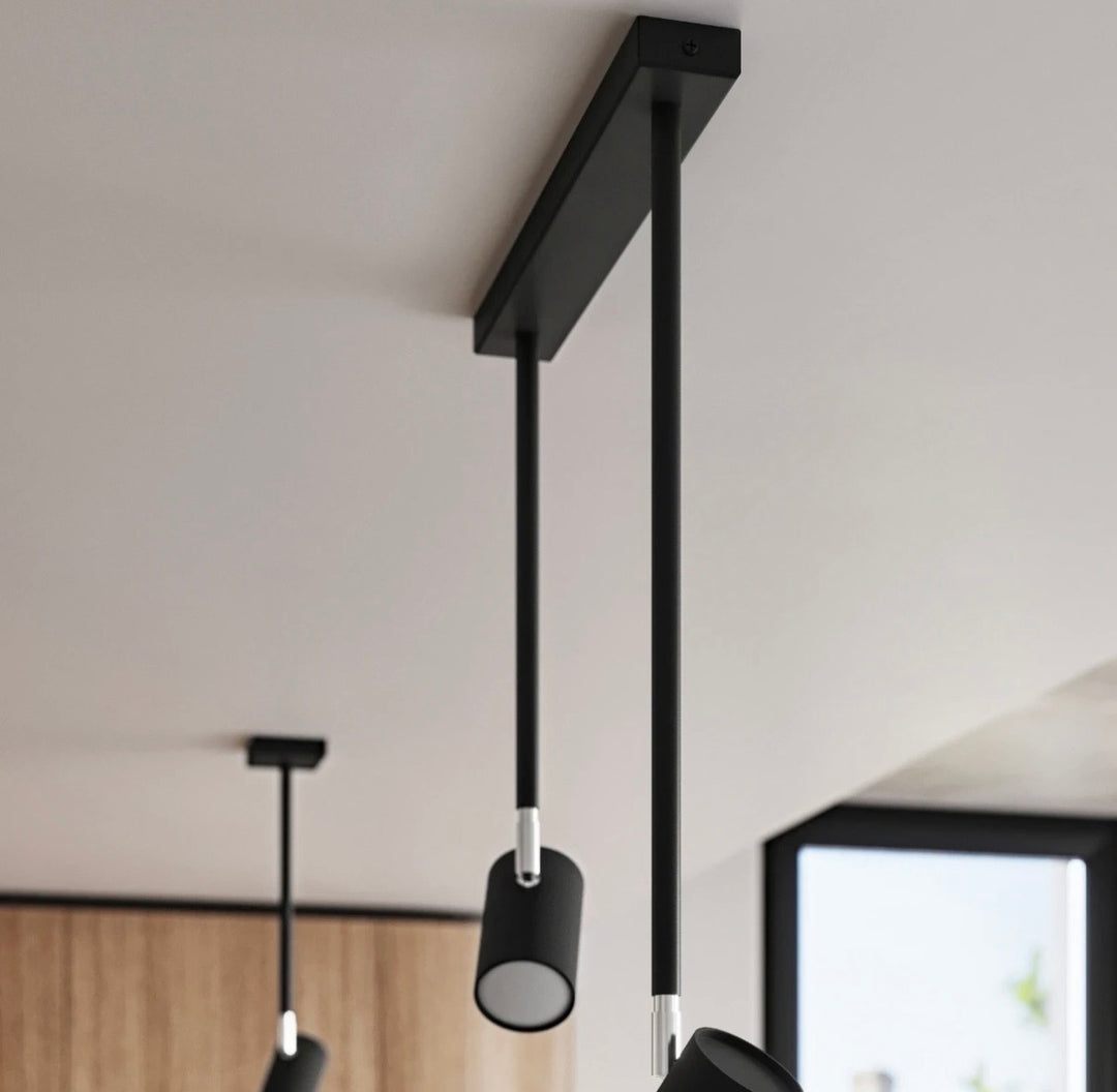 Plafoniera neagra cu 2 pendule pe tija Norano