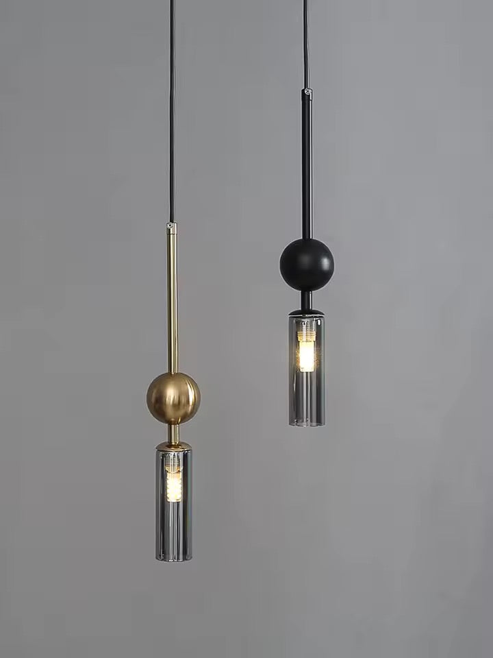 Pendul de design cu tija metalica si sticla  Unika