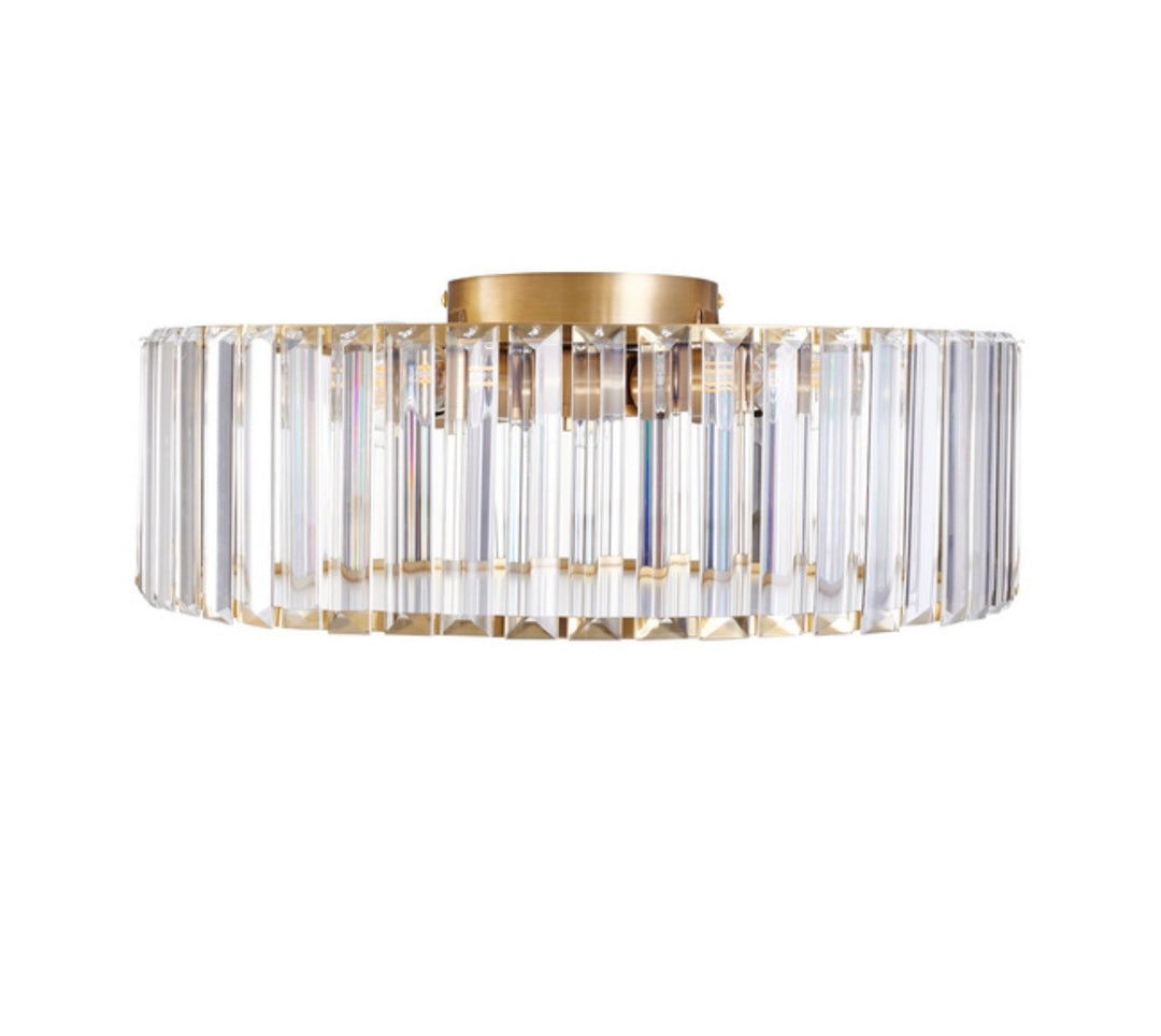 Plafoniera rotunda cristal auriu periat 40cm Magia