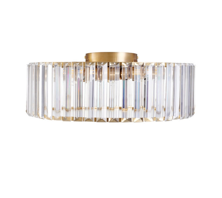 Plafoniera rotunda cristal auriu periat 40cm Magia