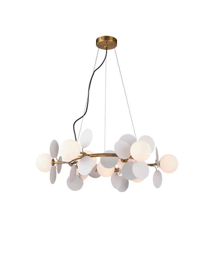 Lustra aurie cu petale albe Chic-9 75cm