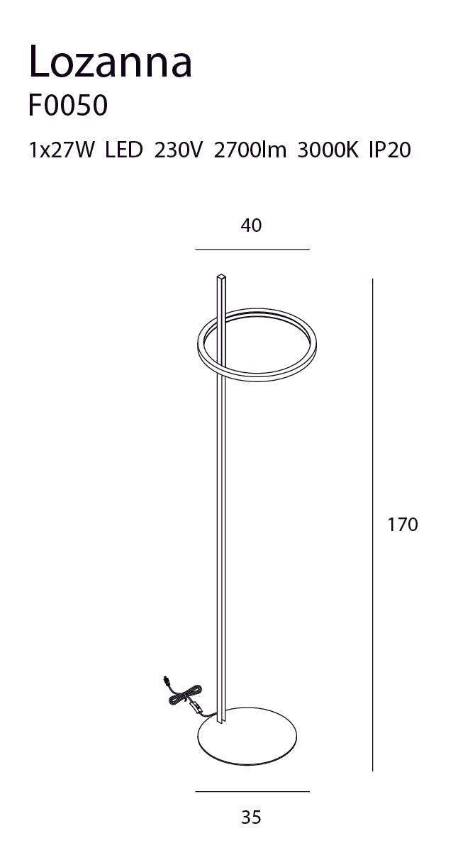 Lampadar LOZANNA 27W auriu Maxlight F0050