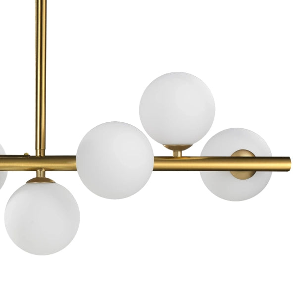 Lustra liniara cu globuri alb mat  Mini Moon 100cm Step