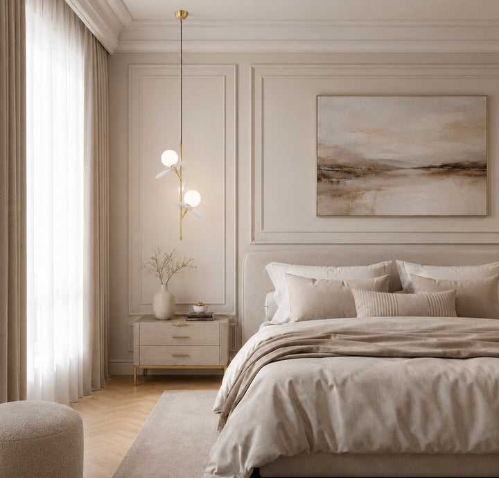 Pendul auriu  creativ petale albe Chic 2