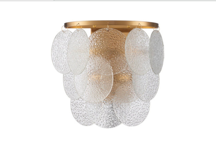 Aplica de perete aurie cu sticla rotunda opaca Fiore Gold 30cm