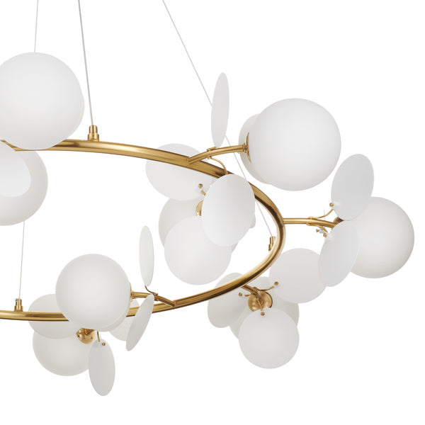 Lustra de design eleganta aurie cu petale albe Chic