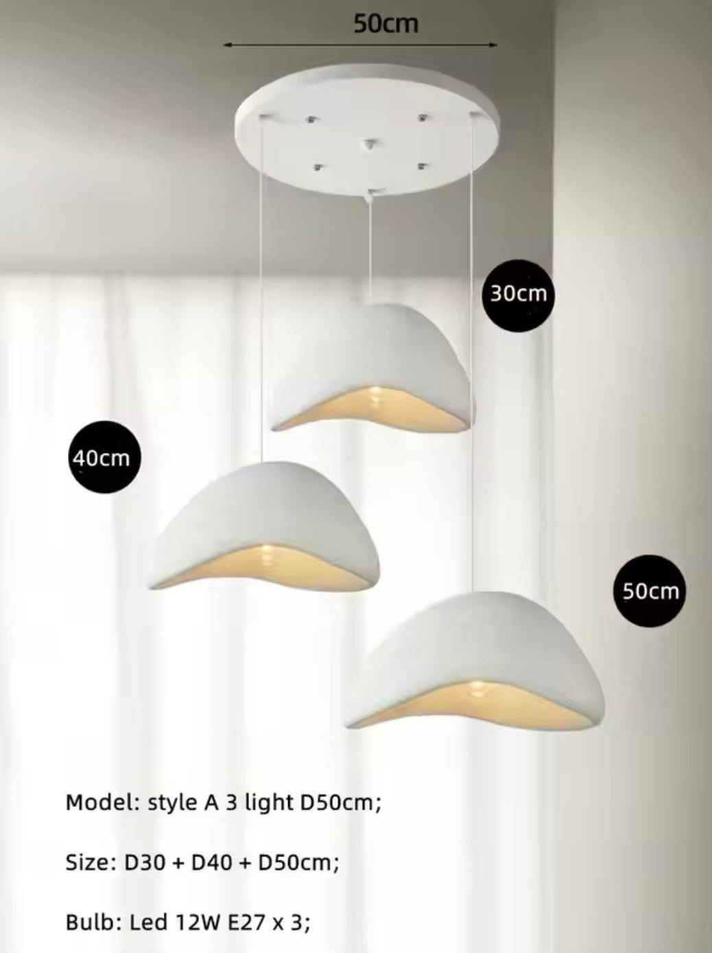 Lustra set 3 bucati Dome Wabi Sabi