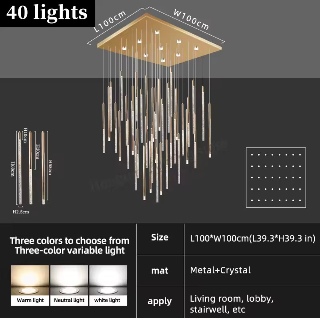 Candelabru luxury cu pendule multiple Crystal Rain