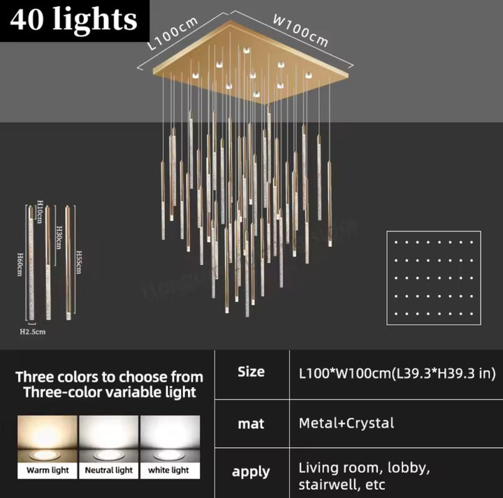 Candelabru luxury cu pendule multiple Crystal Rain