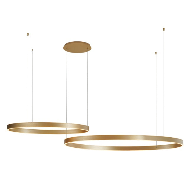 Lustra suspendata pe cablu aurie led cu 2 cercuri Zumaline